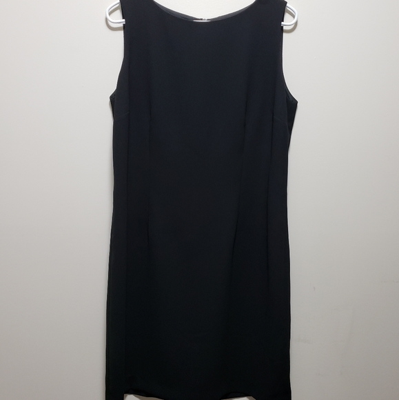 Vintage Pierre Cardin Classic Black Sleeveless Midi Dress Lined Back ZipSize 14 - Picture 1 of 9